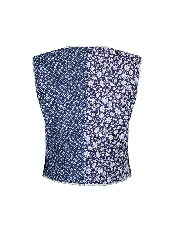 Neo Noir Karine Quilt Combination Vest Blue (Forudbestilling - Lev. Maj)