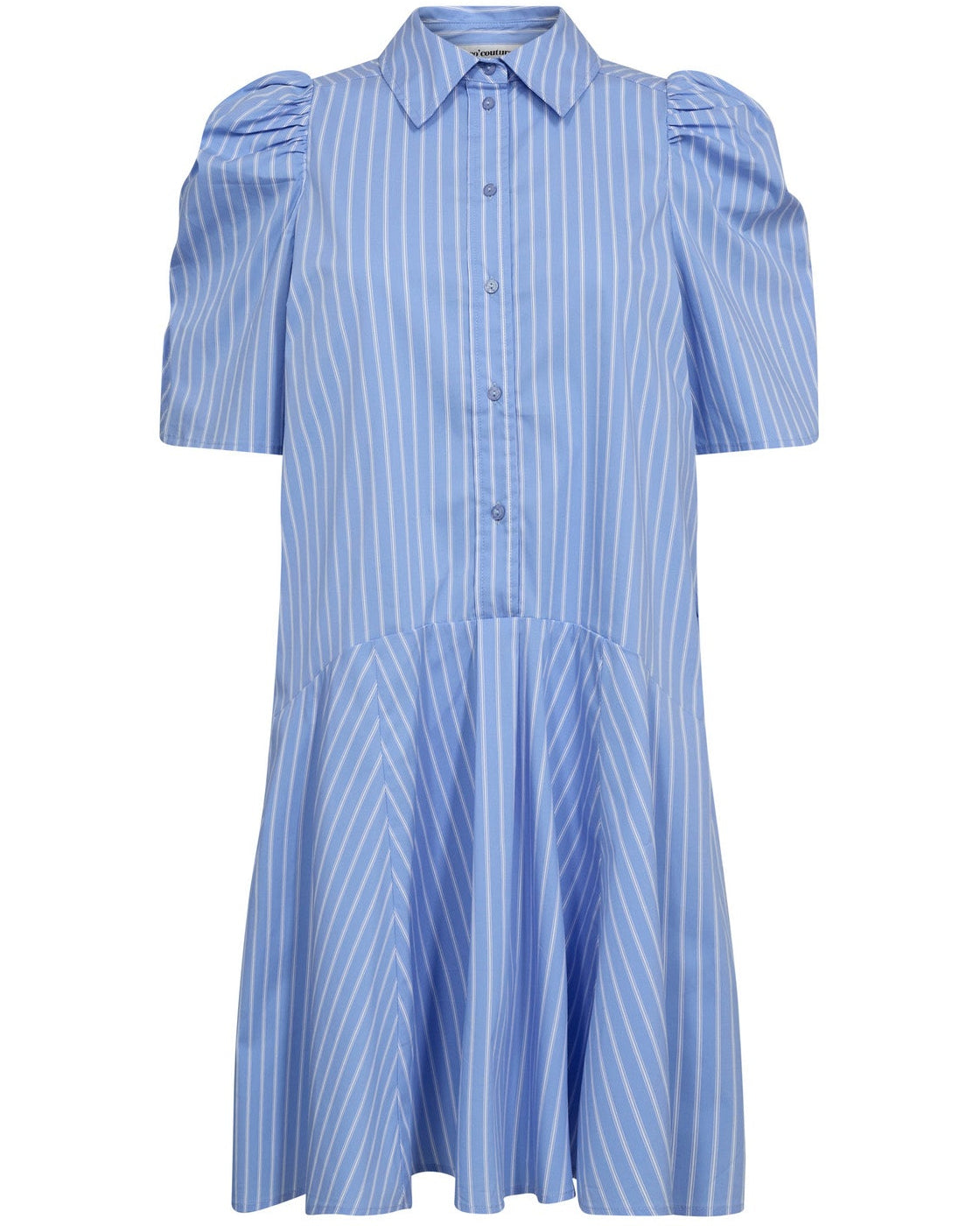 Co'Couture Mica Stripe SS Skjorte Kjole Pale Blue, blå skjortekjole