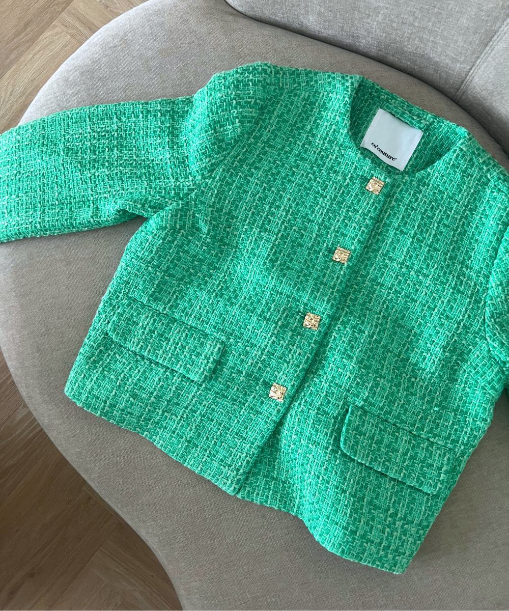 Co'Couture Calvin Boucle Jakke Green, Grøn jakke