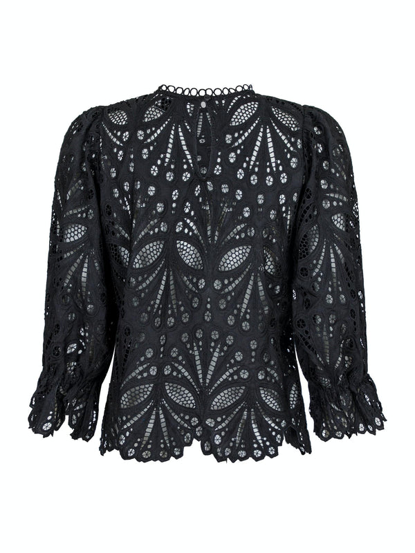Neo Noir Adela Embroidery Bluse Sort