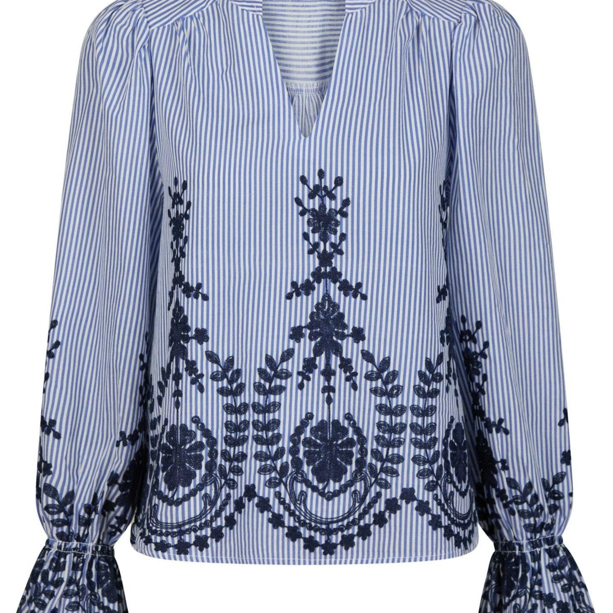 Neo Noir - Amara Stripe Emb Blouse 163363 - 141 - Navy