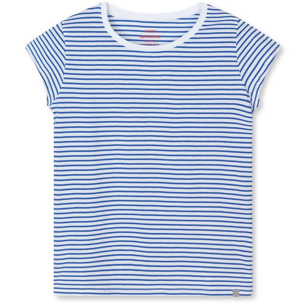 Mads Nørgaard Organic Jersey Stripe Teasy T-shirt Dazzling Blue/Brilliant White
