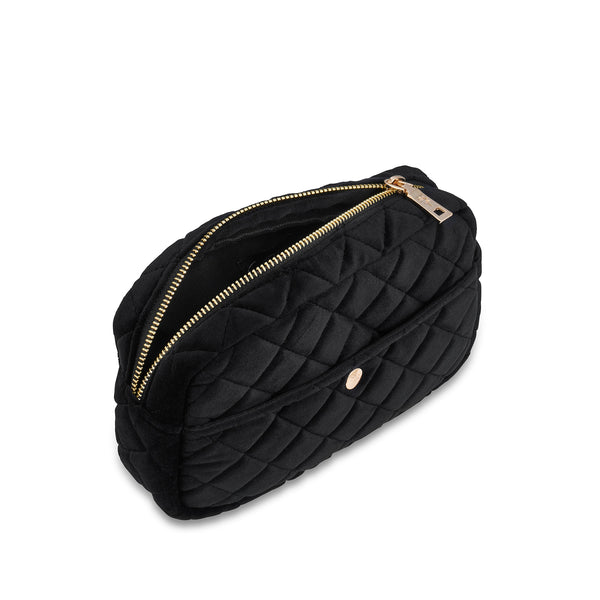 Fan Palm Medium Beauty Bag Black Velvet