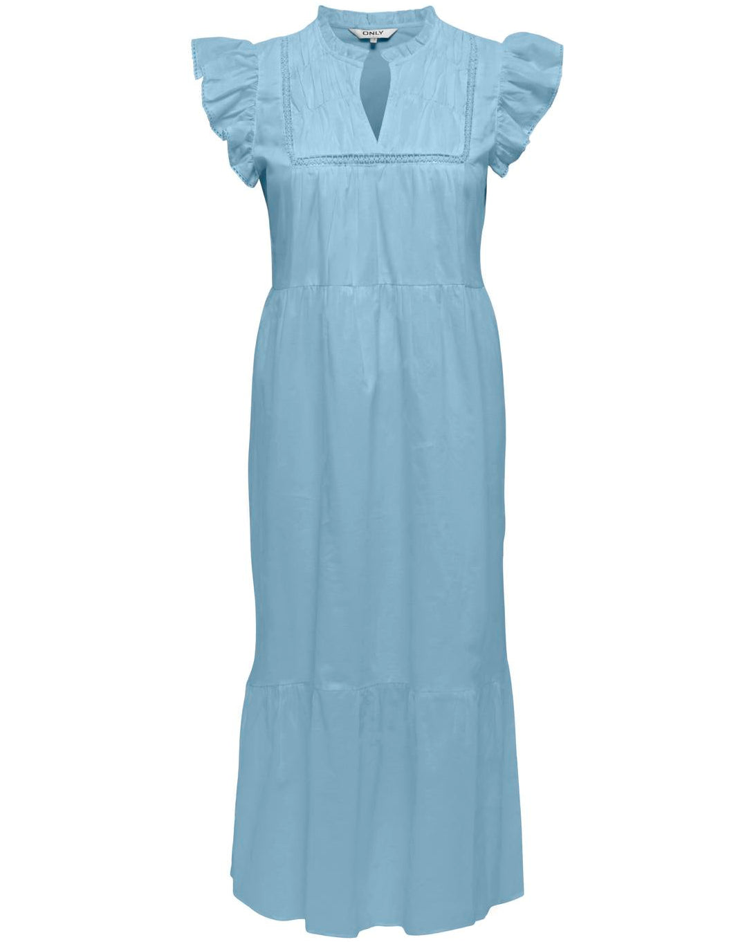 Only Tea-Idris SL Frill Tape Kjole Dream Blue, blå sommerkjole