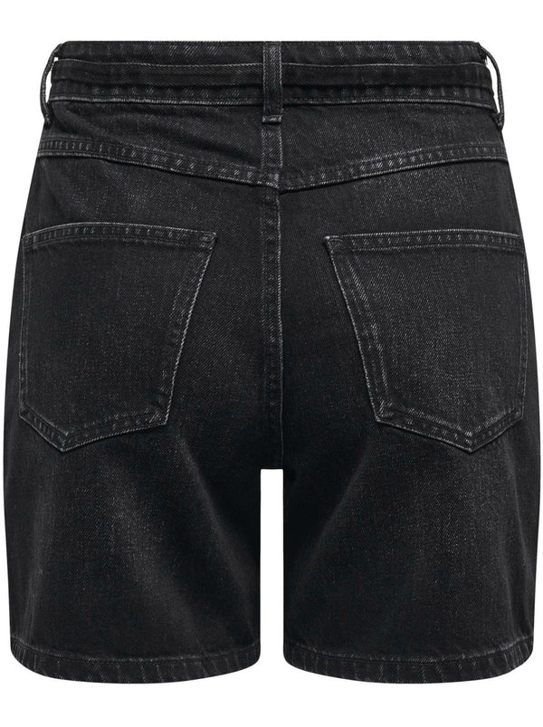 Only Gianna MW Belted Shorts Washed Black