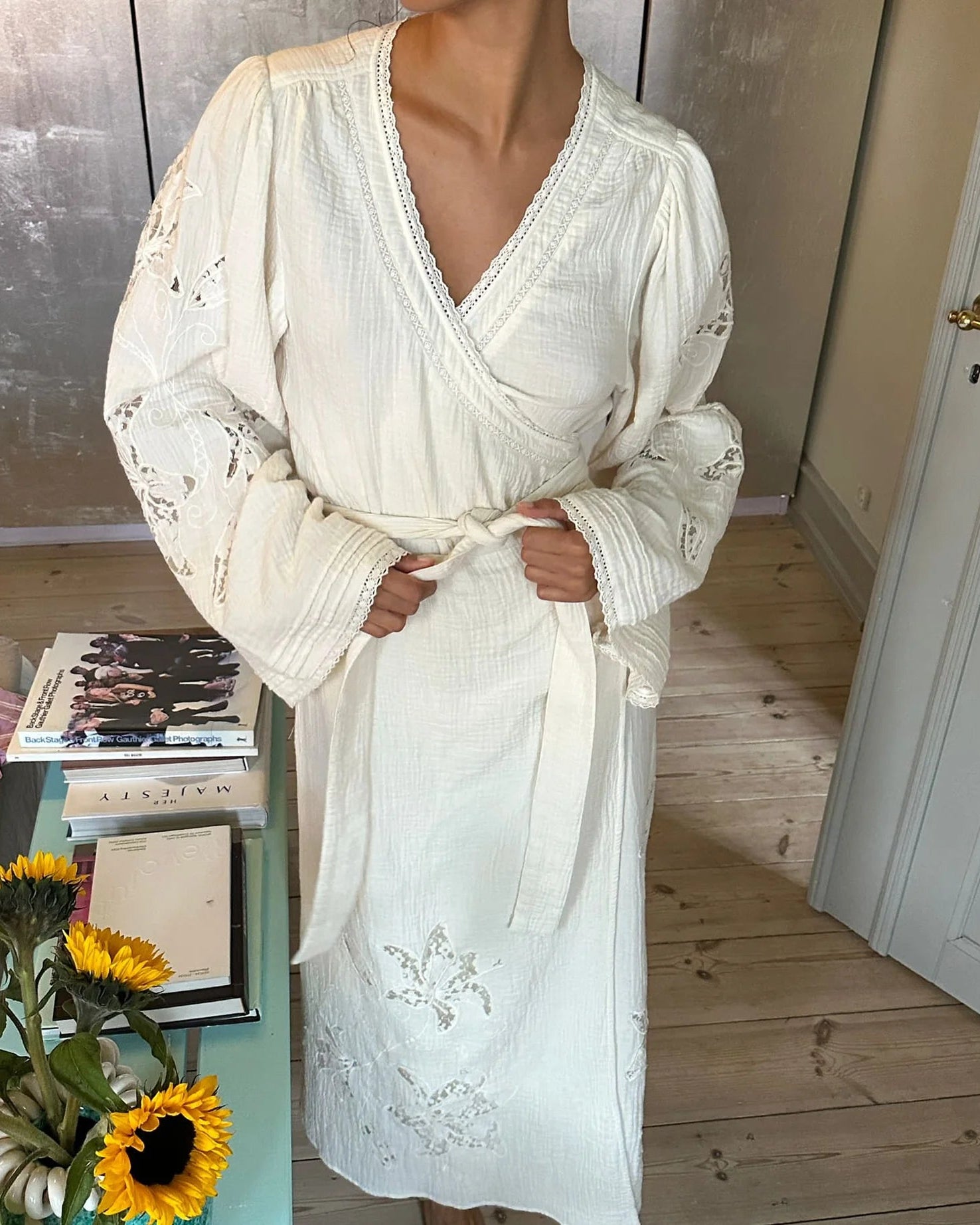 Sissel Edelbo Winfrey Wrap Kjole Off White, sød kjole