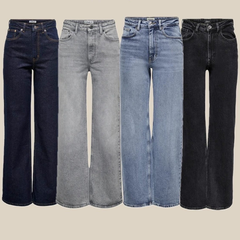 Only Juicy HW Wide Rinse Denim Jeans Dark Blue Denim