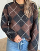 Only Noeme LS Pattern O-Neck Strik Coffee Bean Argyle