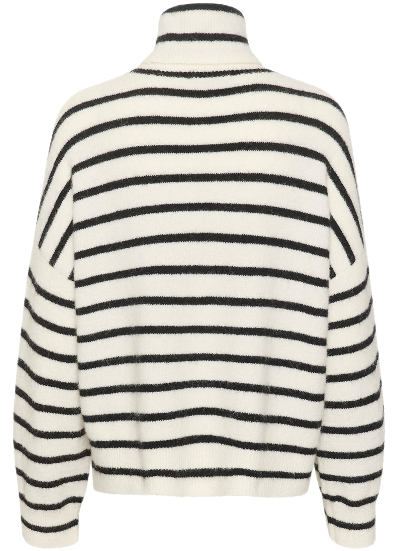 Gestuz Alpha Rollneck Striped Strik Ivory Black Striped