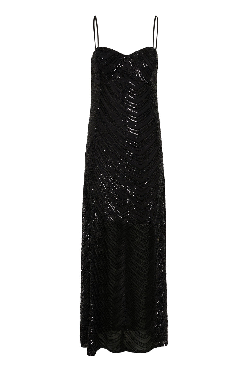 Gestuz Glira Long Kjole Black Sequins