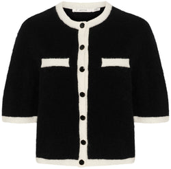 Gestuz Alpha Contrast Cardigan Black/Ivory Comb