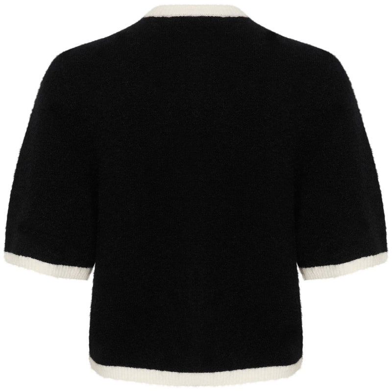 Gestuz Alpha Contrast Cardigan Black/Ivory Comb