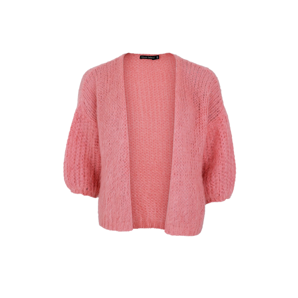 Black Colour Casey Puff Sleeve Cardigan Candy Coral