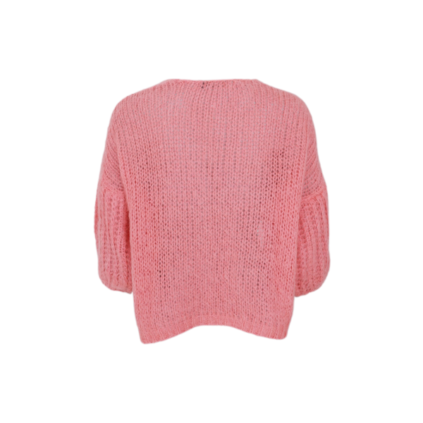 Black Colour Casey Puff Sleeve Cardigan Candy Coral