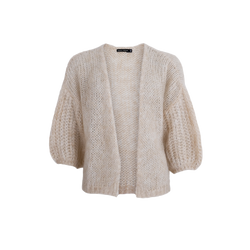 Black Colour Casey Puff Sleeve Cardigan Champagne