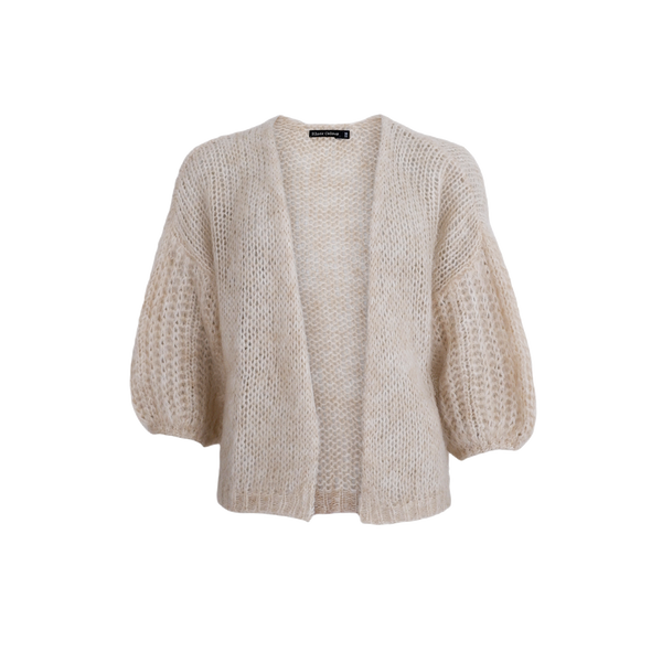 Black Colour Casey Puff Sleeve Cardigan Champagne