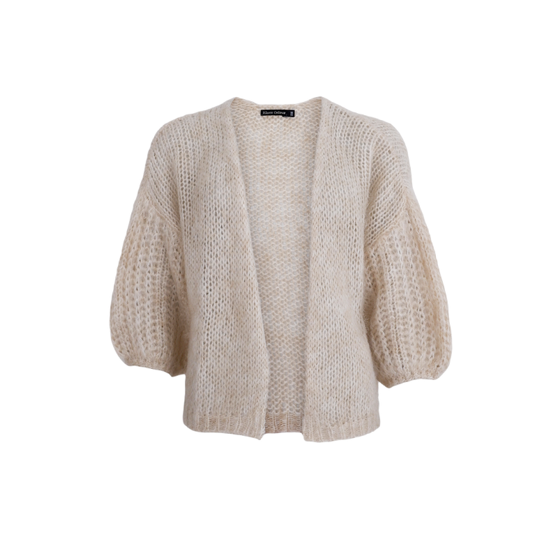 Black Colour Casey Puff Sleeve Cardigan Champagne