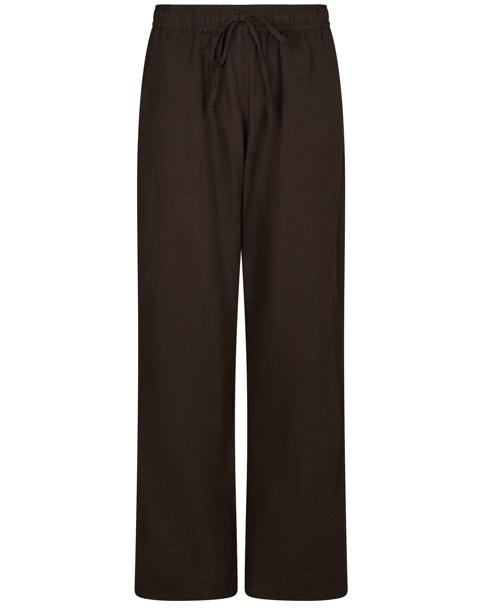 Neo Noir Sonar Linen Bukser Dark Brown NOS26, brune hørbukser