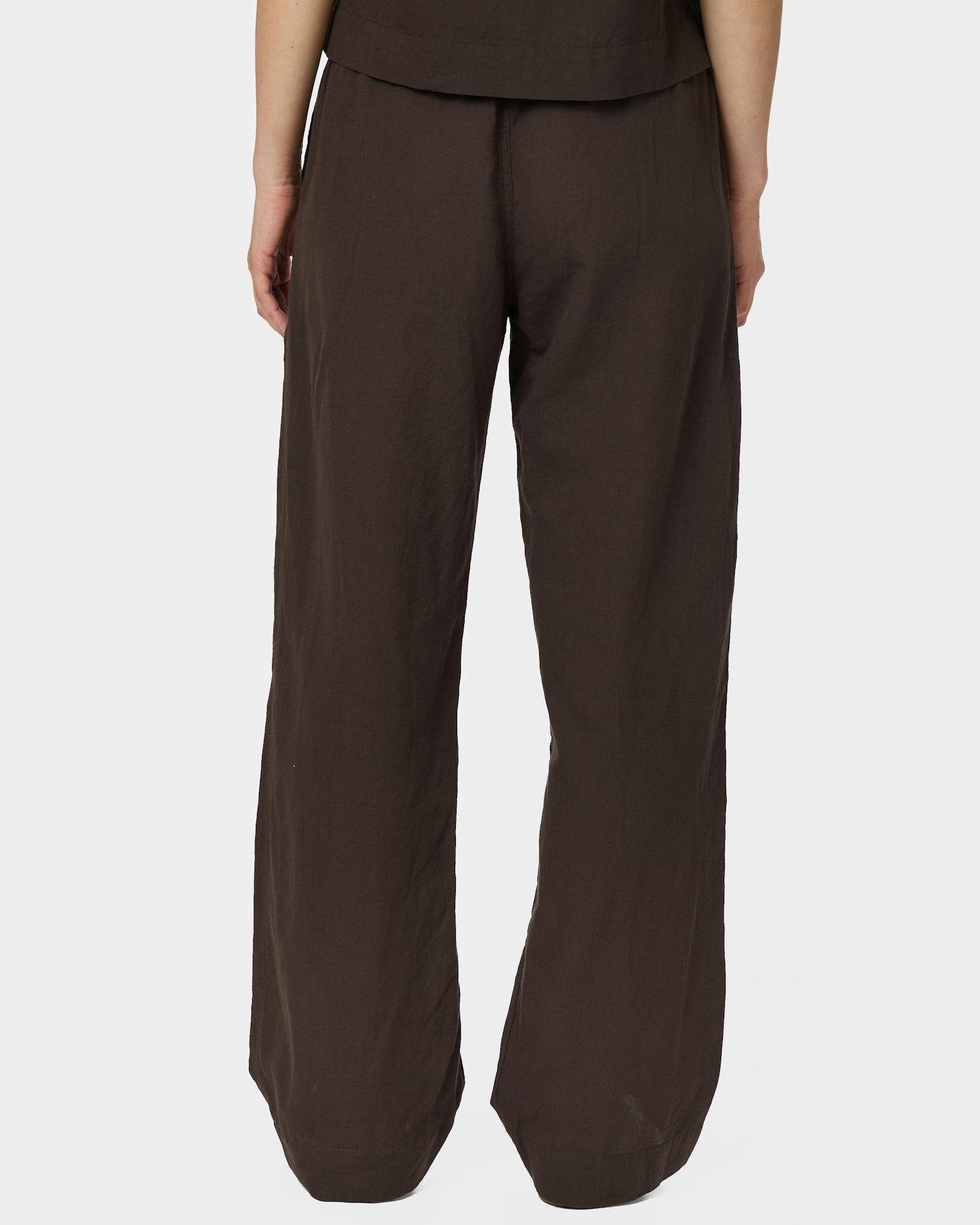 Neo Noir Sonar Linen Bukser Dark Brown NOS26, brune hørbukser