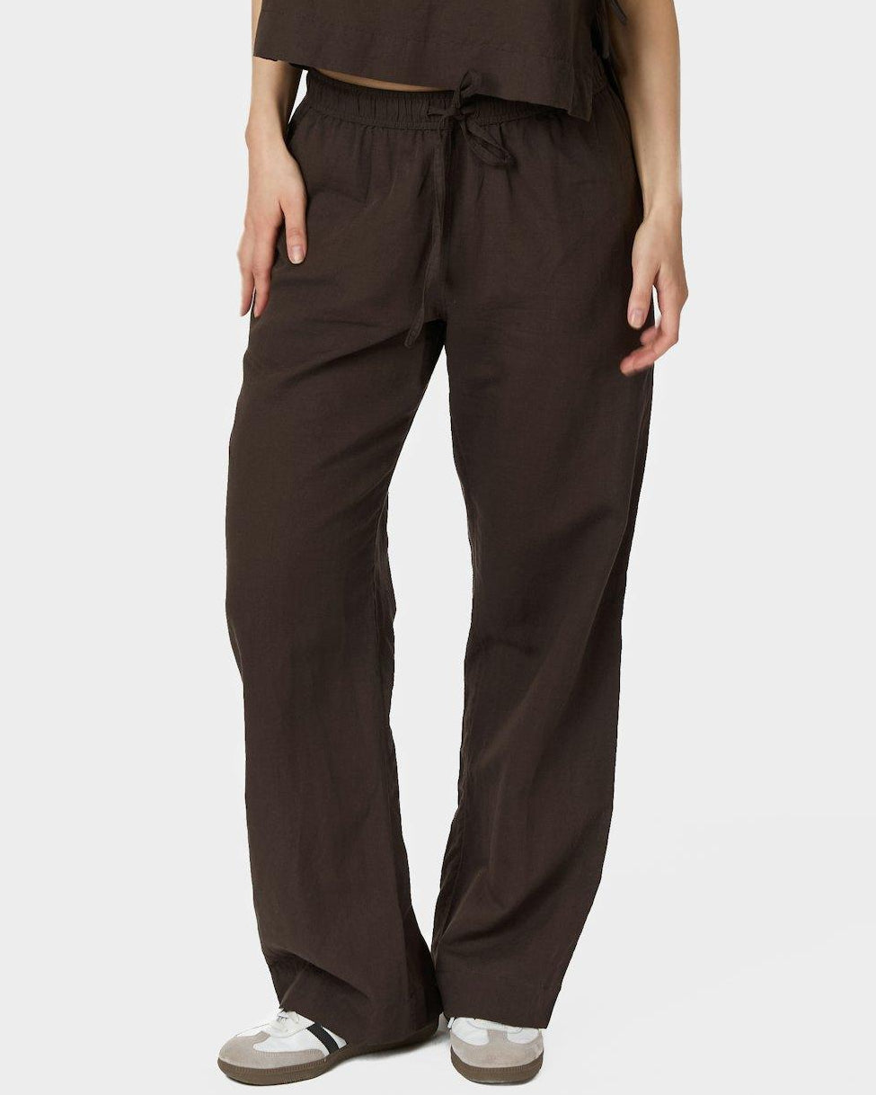 Neo Noir Sonar Linen Bukser Dark Brown NOS26, brune hørbukser