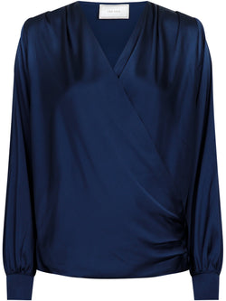 Neo Noir Zeleste Satin Bluse Navy