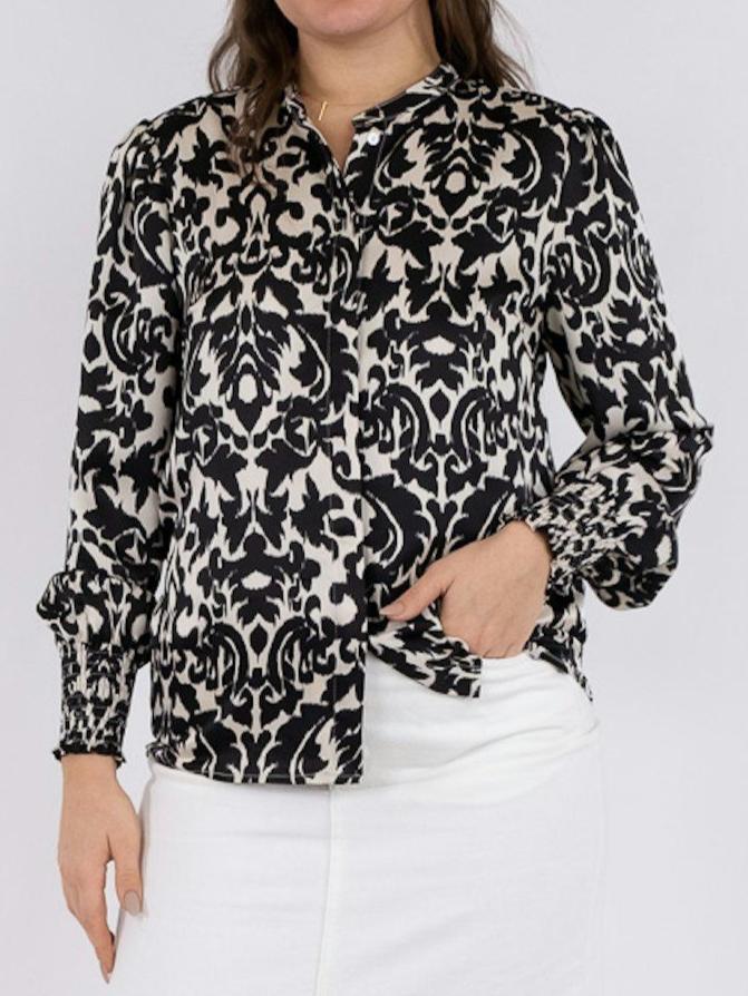 Neo Noir Kala Flower Blur Bluse Black