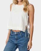 Neo Noir Svetlana Linen Top White NOS26, hvid hørtop