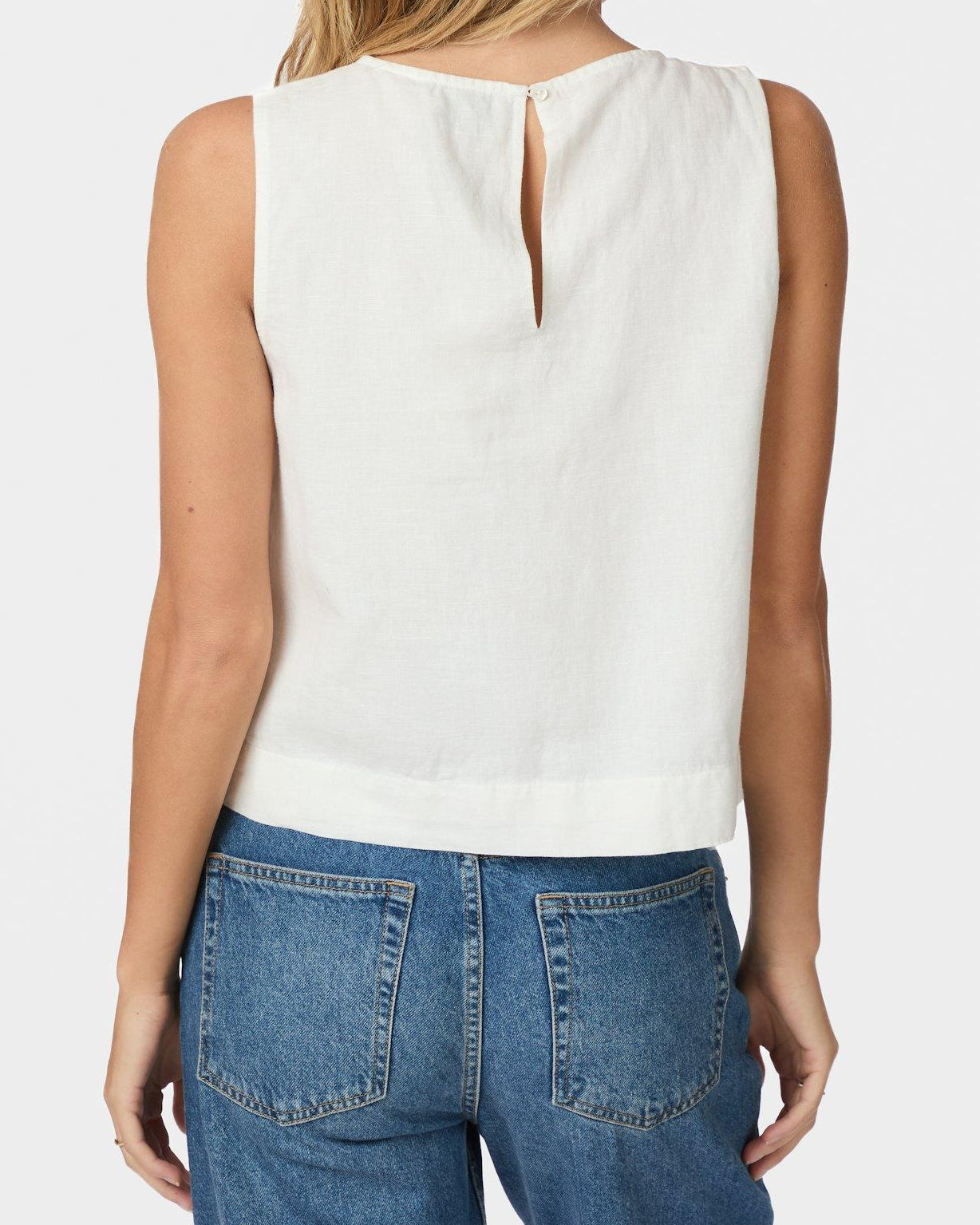 Neo Noir Svetlana Linen Top White NOS26, hvid hørtop