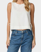 Neo Noir Svetlana Linen Top White NOS26, hvid hørtop