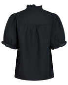 Neo Noir Odesa Linen Bluse Navy NOS26, blå bluse