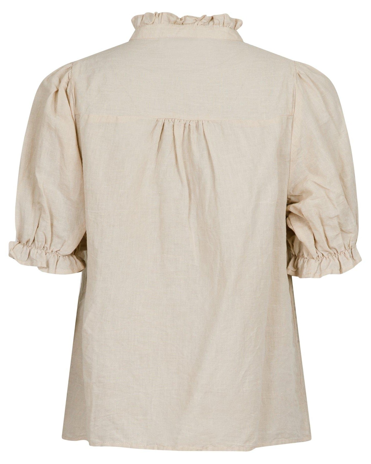 Neo Noir Odesa Linen Bluse Sand NOS26, beige hør top