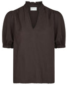 Neo Noir Odesa Linen Bluse Dark Brown NOS26, brun top