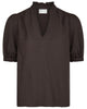 Neo Noir Odesa Linen Bluse Dark Brown NOS26