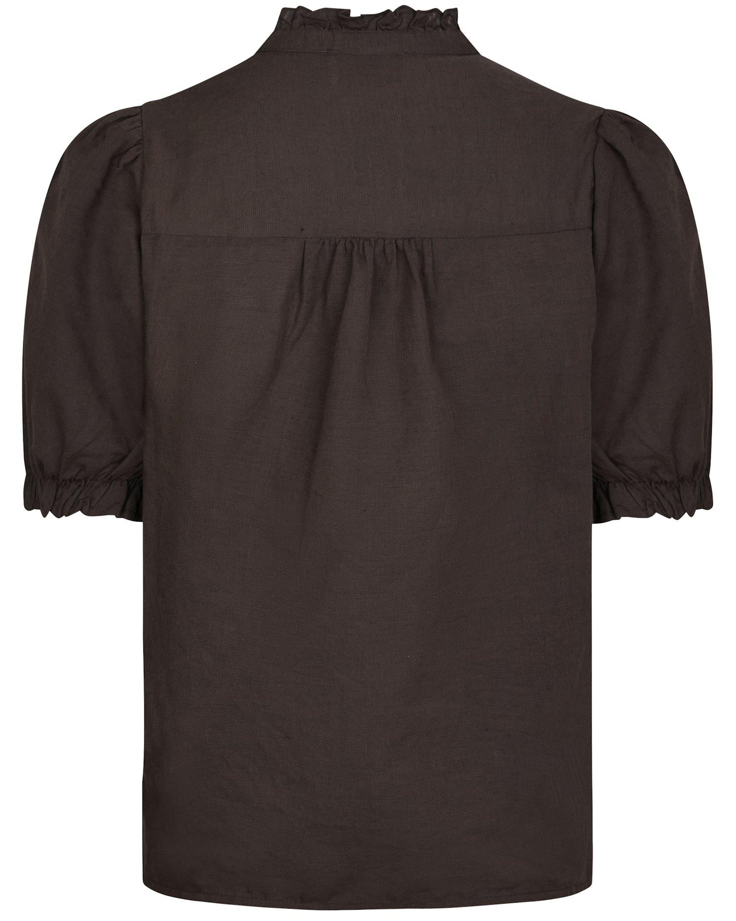 Neo Noir Odesa Linen Bluse Dark Brown NOS26, brun top