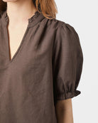 Neo Noir Odesa Linen Bluse Dark Brown NOS26, brun top