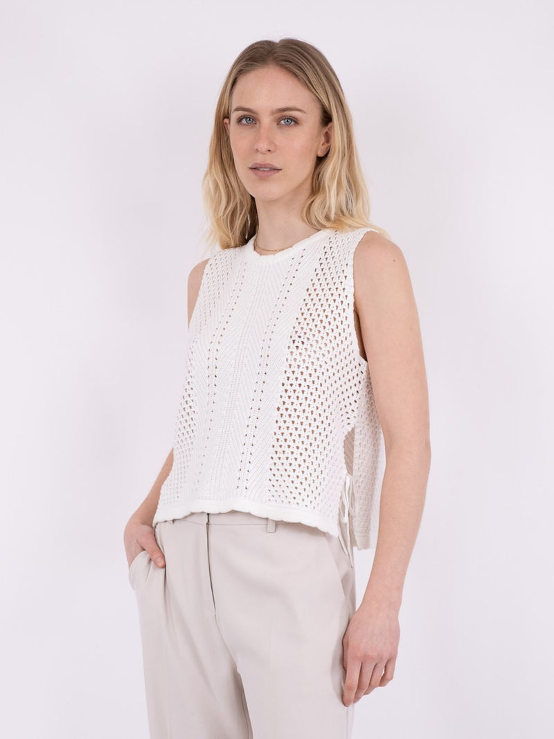 Neo Noir Crochet Knit Top Off White