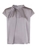 Neo Noir Fleur Drapy Satin Bluse Grey