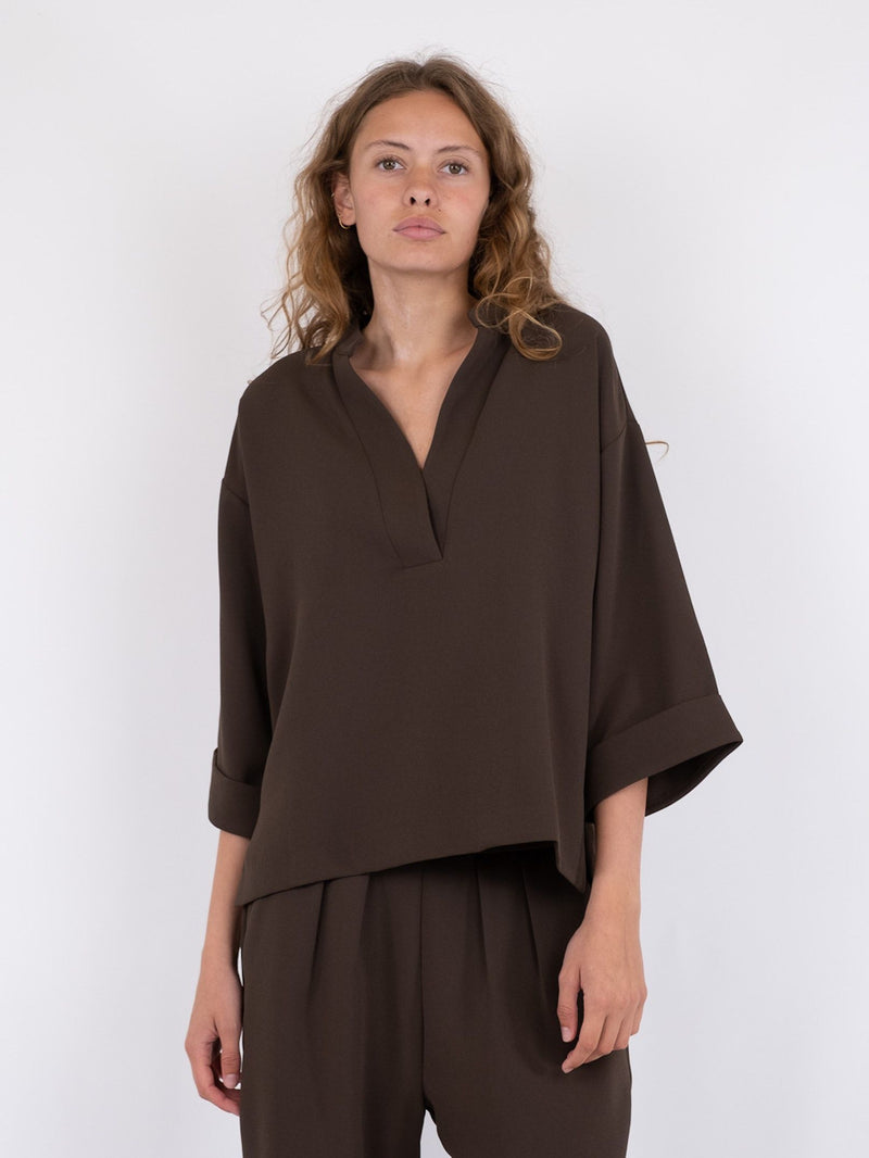 Neo Noir Luma Crepe Bluse Brown