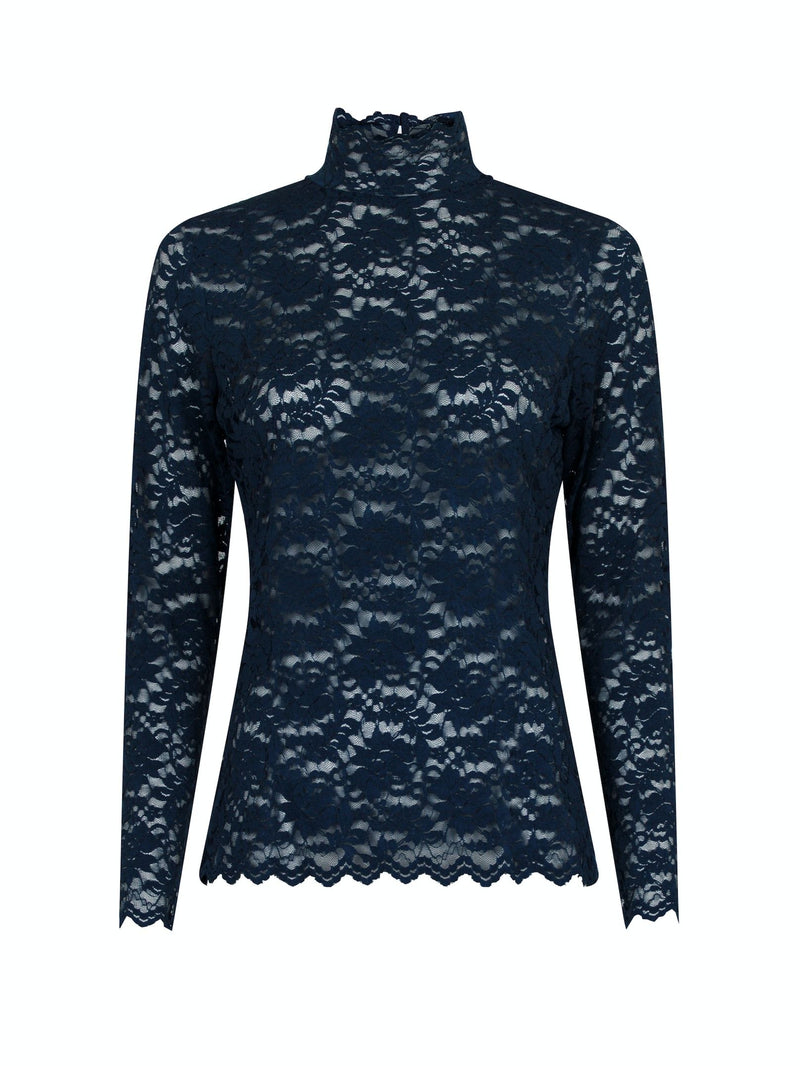 Neo Noir Liza Laceflower Bluse Navy