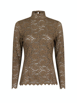 Neo Noir Liza Laceflower Bluse Dark Taupe