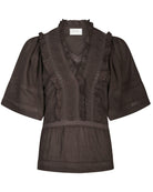 Neo Noir Evienne S Voile Top Dark Brown NOS26, sød brun top