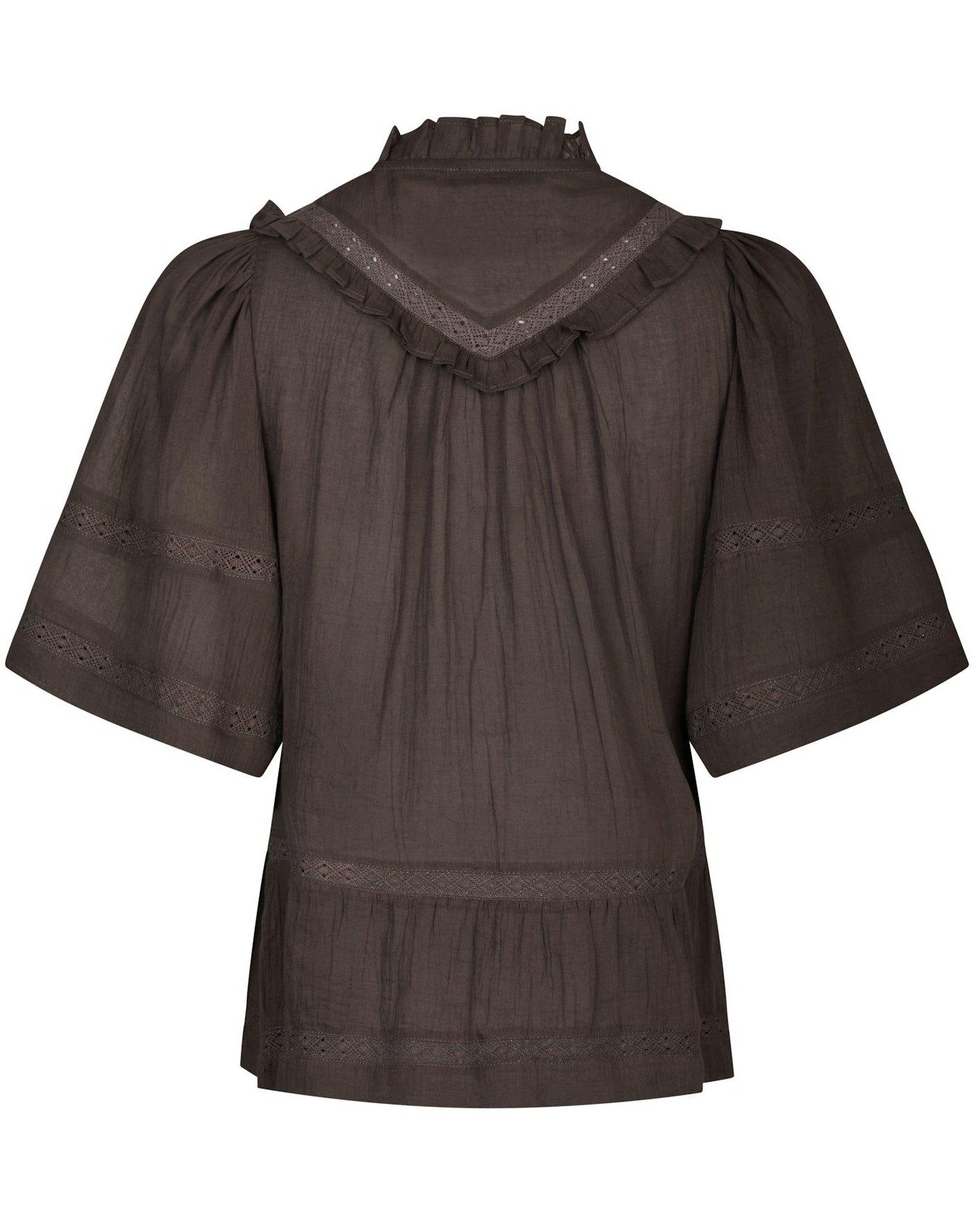 Neo Noir Evienne S Voile Top Dark Brown NOS26, sød brun top
