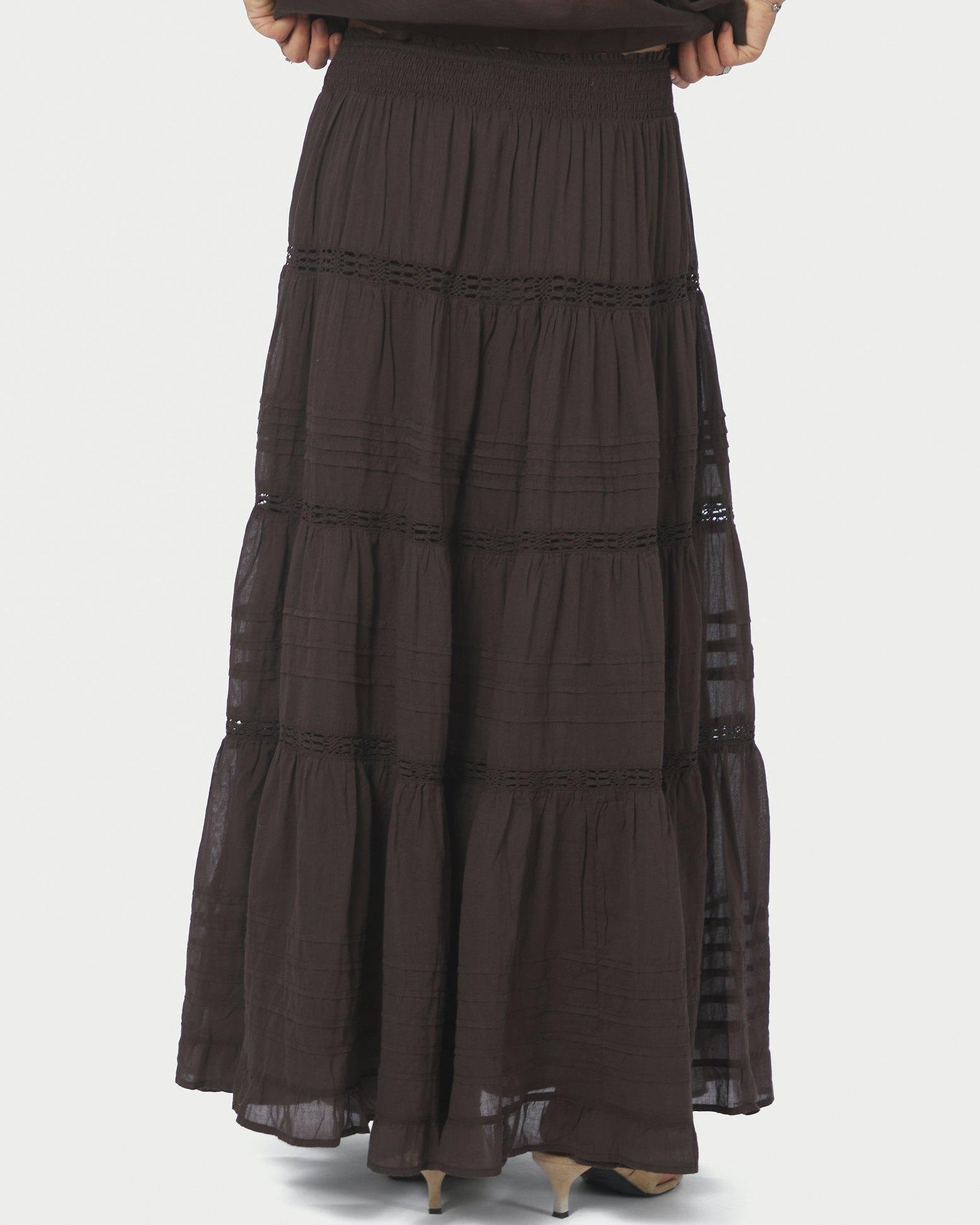 Neo Noir Felicia S Voile Nederdel Dark Brown NOS26, brun nederdel