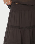 Neo Noir Felicia S Voile Nederdel Dark Brown NOS26, brun nederdel