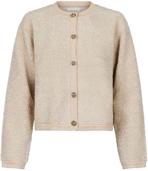 Neo Noir Limo Fluffy Knit Cardigan Sand