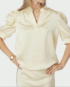 Neo Noir Roella Heavy Sateen Blouse Light Yellow NOS26, gul top