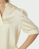 Neo Noir Roella Heavy Sateen Blouse Light Yellow NOS26, gul top