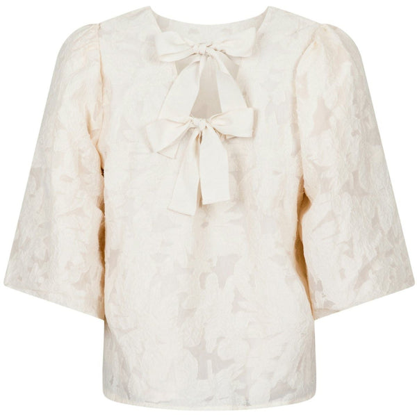 Neo Noir Lorraine Brocade Bluse Ivory