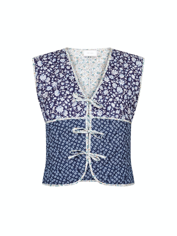 Neo Noir Karine Quilt Combination Vest Blue (Forudbestilling - Lev. April / Maj )