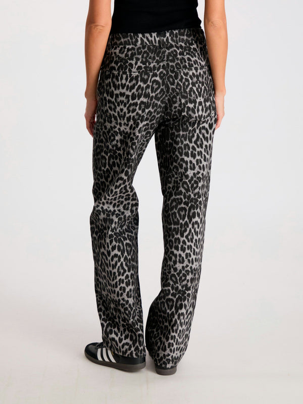 Neo Noir Simona Leopard Bukser Grey Leopard